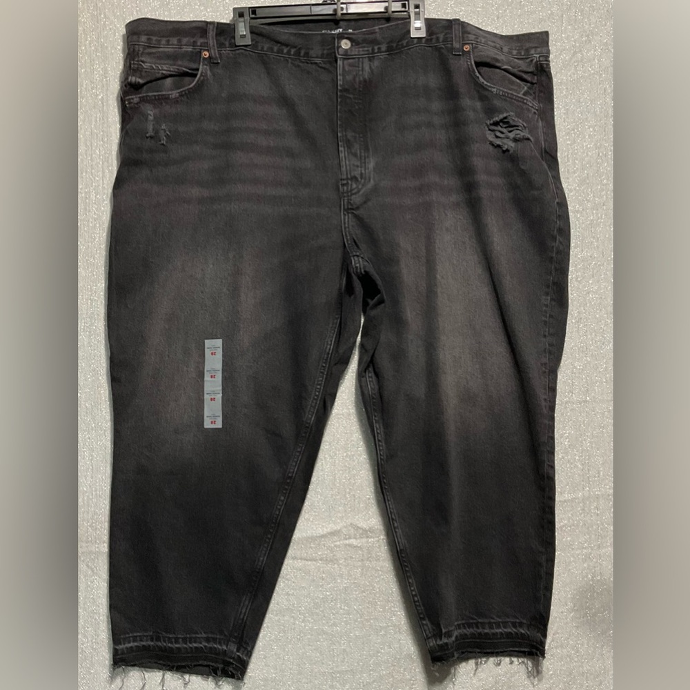 OLD NAVY Women’s High Rise Slouchy Taper Ankle Jeans Sz 28W Raw Hem Distressed
